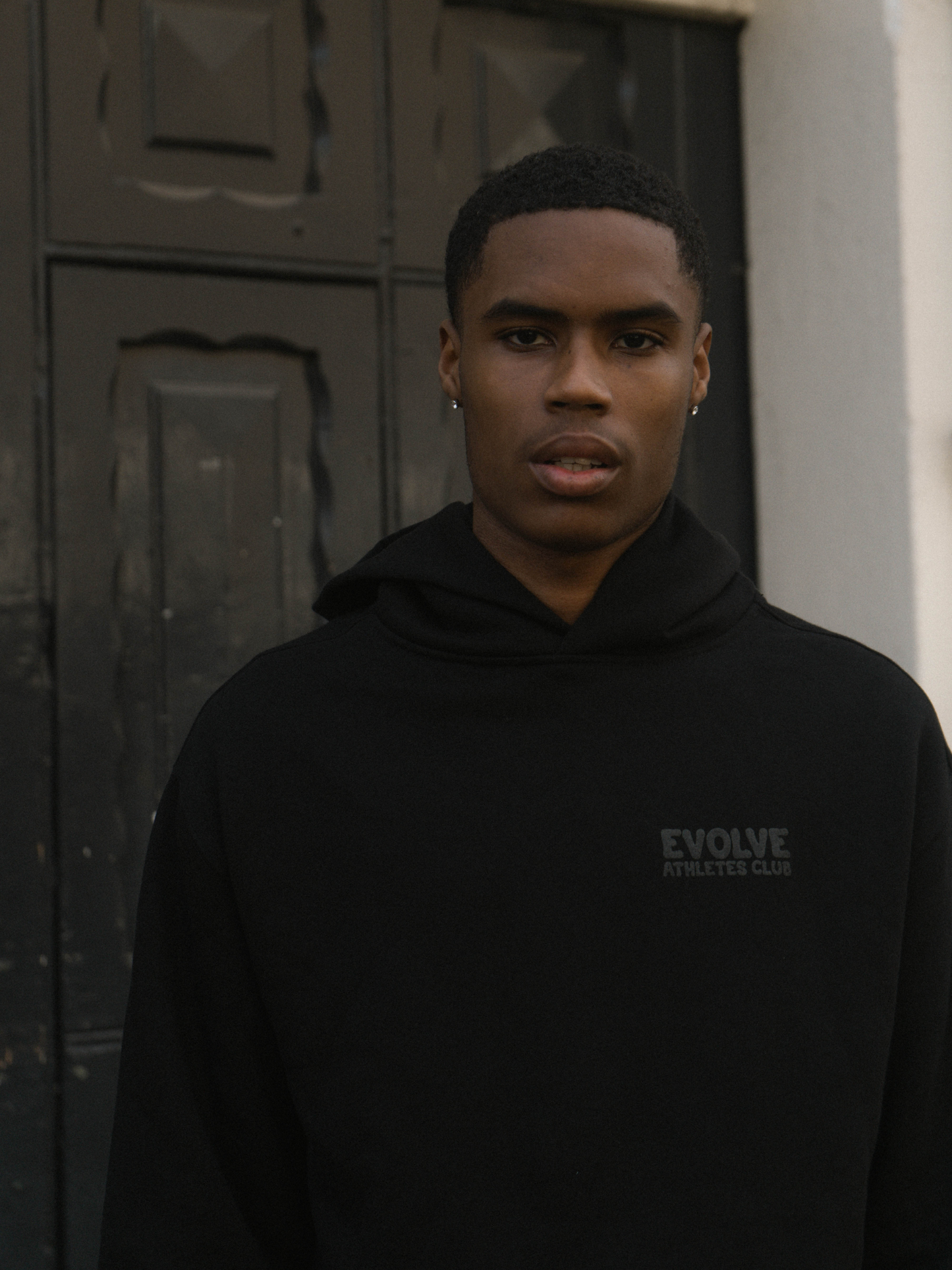 Evolve Winter 23 Collection Black Hoodie Coal Print