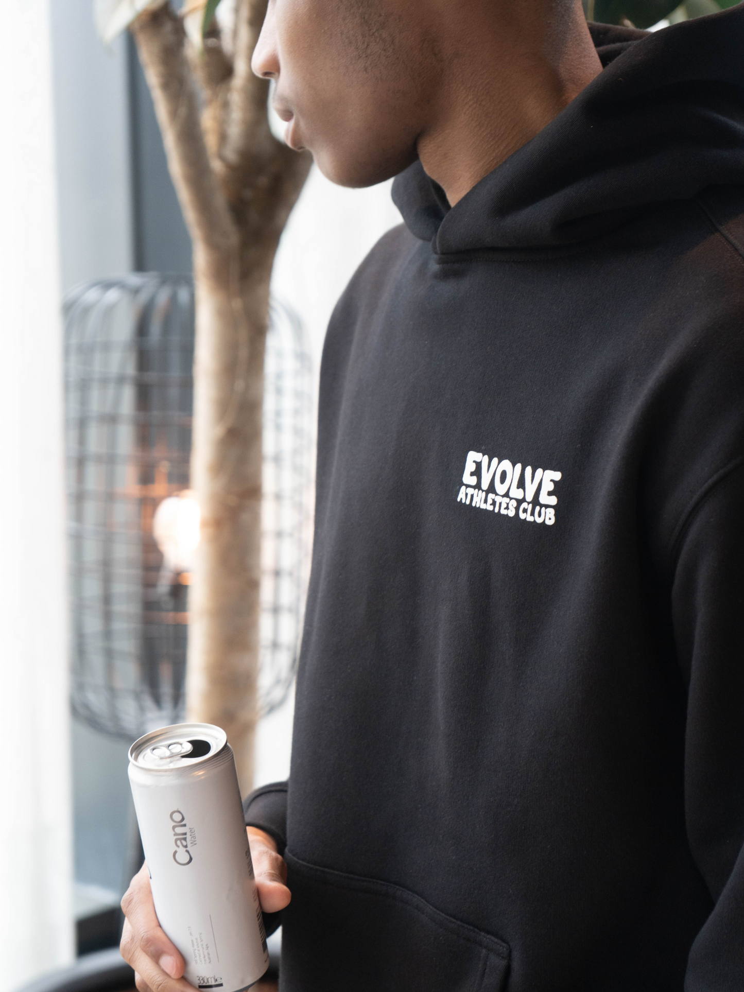 Evolve Winter 23 Collection Black Hoodie White Print