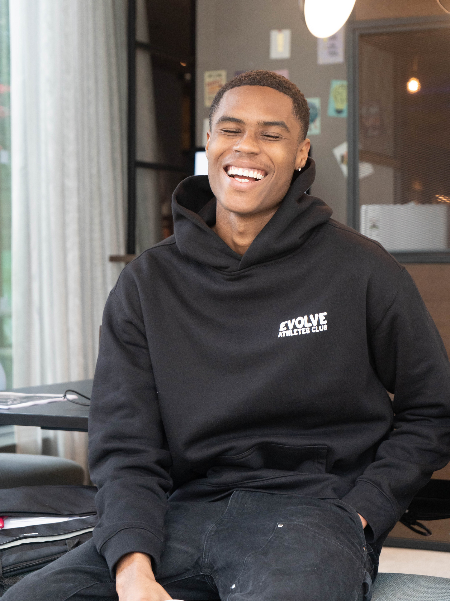 Evolve Winter 23 Collection Black Hoodie White Print